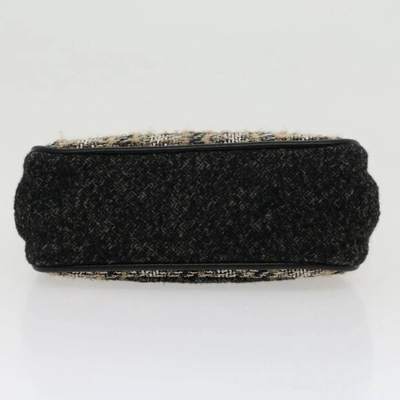 CHANEL Turn Lock Chain Shoulder Bag Wool Gray CC Auth 30734AV - Picture 5 of 16